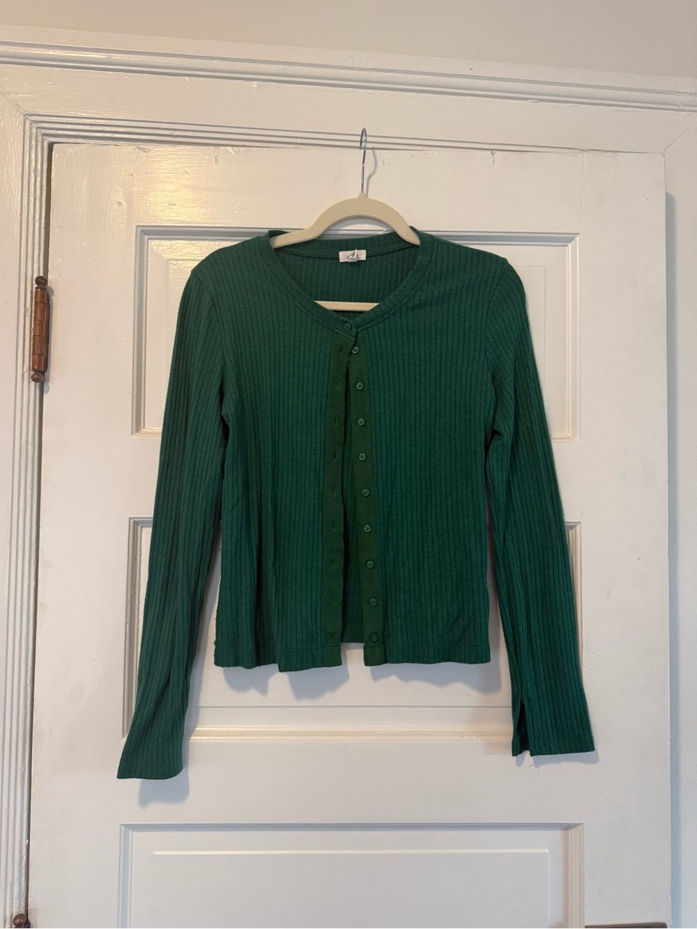 aerie Front Button, Ribbed Green Cardigan